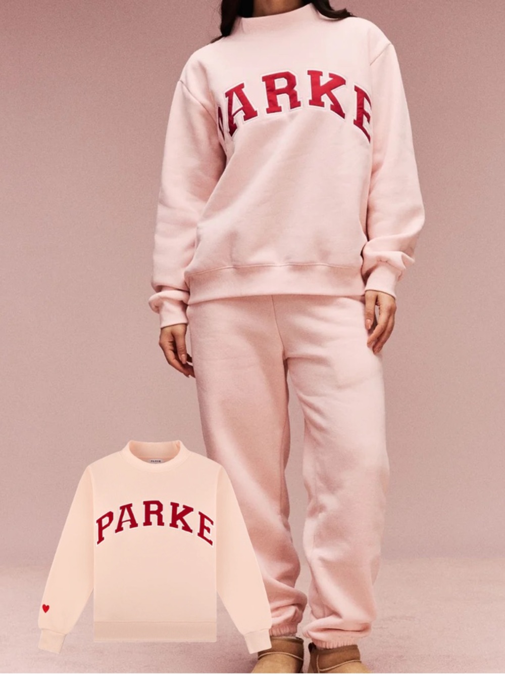 NWT PARKE Varsity Mockneck Valentines Day Peony Crimson